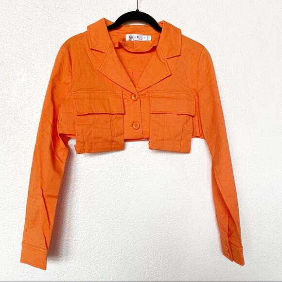 Meek Jackets & Blazers - Meek Orange Chest Pocket Cropped Jacket Size Small